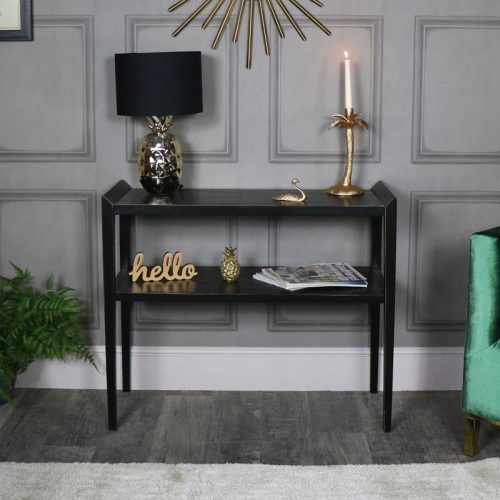 Black Wood Storage Console Tables (Photo 11 of 20)