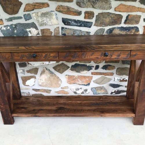 Rustic Oak And Black Console Tables (Photo 12 of 20)