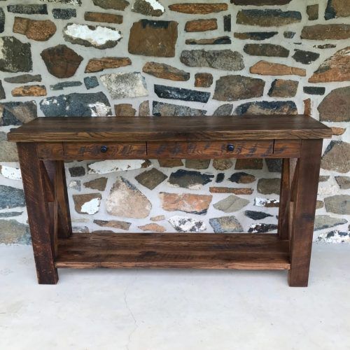 Rustic Oak And Black Console Tables (Photo 13 of 20)