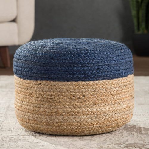 Beige And White Ombre Cylinder Pouf Ottomans (Photo 4 of 20)