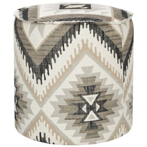 Beige And White Ombre Cylinder Pouf Ottomans (Photo 17 of 20)