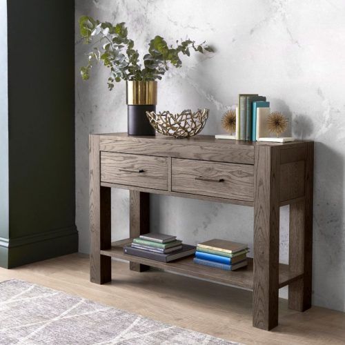 Metal And Oak Console Tables (Photo 7 of 20)