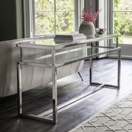 Geometric Glass Modern Console Tables (Photo 13 of 20)
