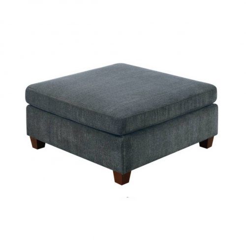 Gray And White Fabric Ottomans With Wooden Base (Photo 4 of 17)