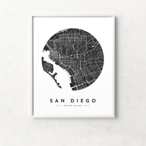 San Diego Map Wall Art (Photo 9 of 20)