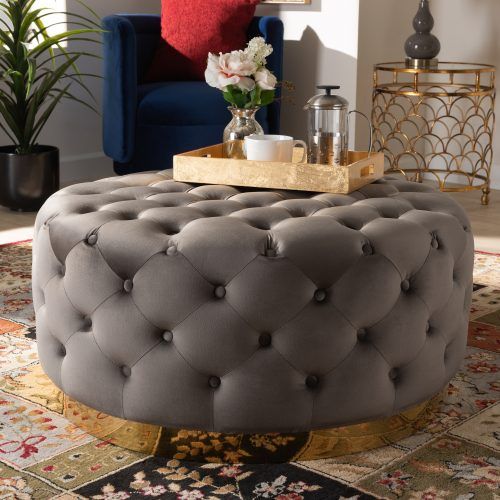 Snow Tufted Fabric Ottomans (Photo 16 of 20)