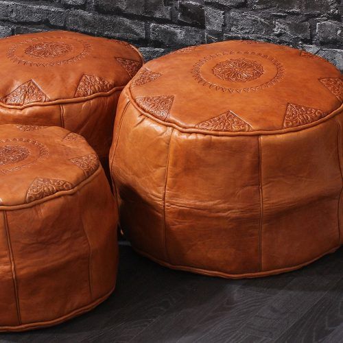 Camber Caramel Leather Ottomans (Photo 14 of 17)