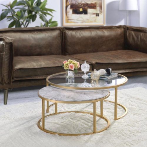 Faux Marble Gold Coffee Tables (Photo 4 of 20)