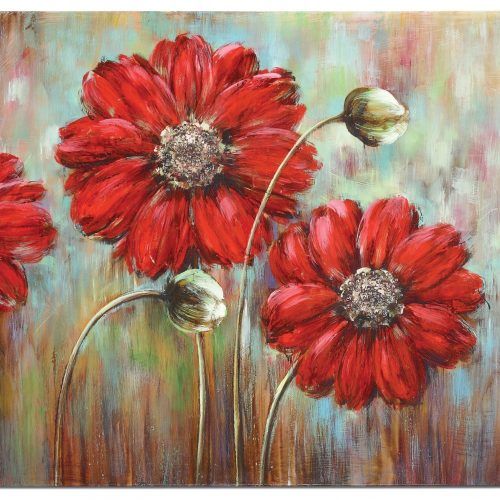 Red Flowers Canvas Wall Art (Photo 2 of 15)