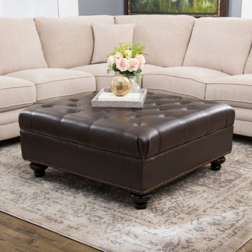 Brown Tufted Pouf Ottomans (Photo 16 of 20)