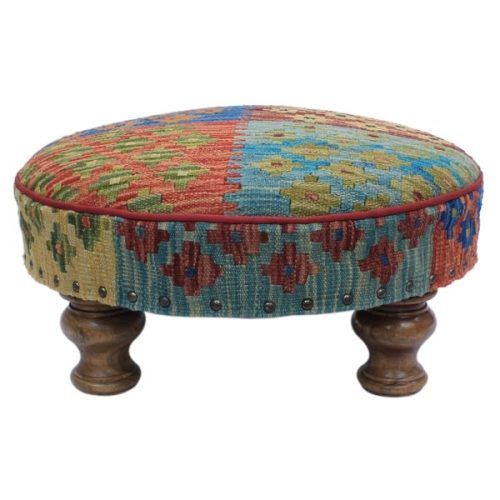 Multi-Color Botanical Fabric Cocktail Square Ottomans (Photo 5 of 20)