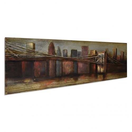 "Bridge To The City" Mixed Media Iron Hand Painted Dimensional Wall Decor (Photo 1 of 20)