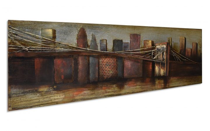 Top 20 of "bridge to the City" Mixed Media Iron Hand Painted Dimensional Wall Decor
