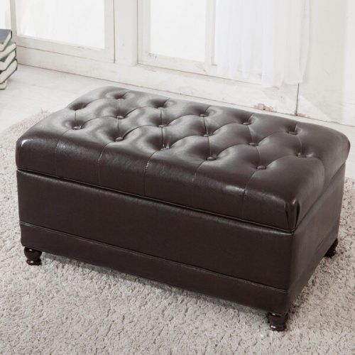 Brown Tufted Pouf Ottomans (Photo 12 of 20)
