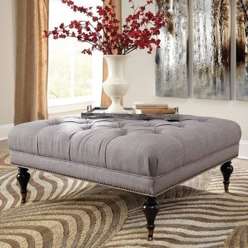 Gray Fabric Tufted Oval Ottomans (Photo 15 of 20)