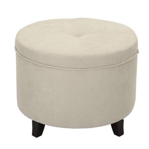Cream Wool Felted Pouf Ottomans (Photo 20 of 20)