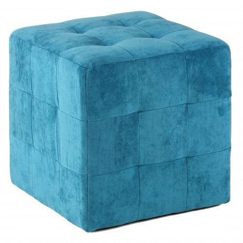 Blue Fabric Tufted Surfboard Ottomans (Photo 9 of 20)