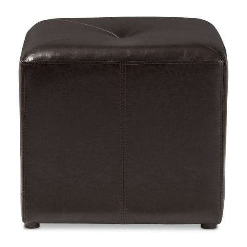 Dark Brown Leather Pouf Ottomans (Photo 20 of 20)