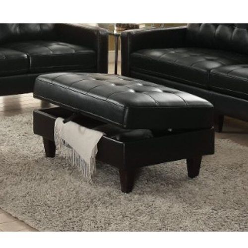 Black Faux Leather Tufted Ottomans (Photo 7 of 20)