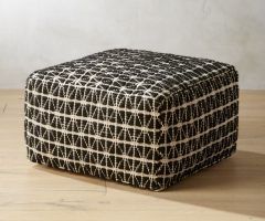 20 Collection of Charcoal and White Wool Pouf Ottomans