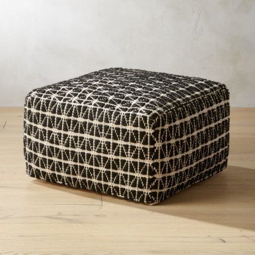 Charcoal And White Wool Pouf Ottomans (Photo 1 of 20)