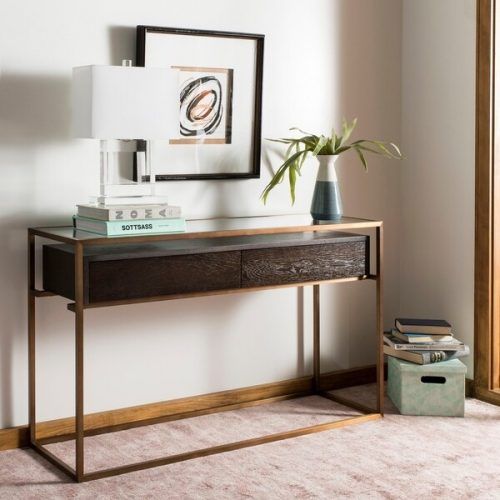 Hammered Antique Brass Modern Console Tables (Photo 6 of 16)