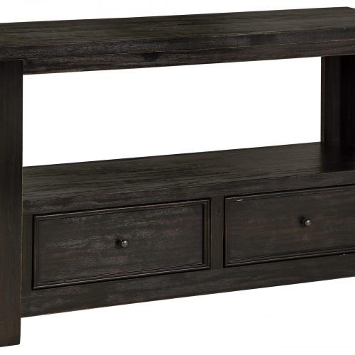 Rustic Oak And Black Console Tables (Photo 17 of 20)