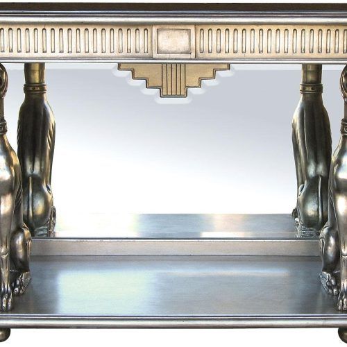 Antiqued Gold Leaf Console Tables (Photo 9 of 20)