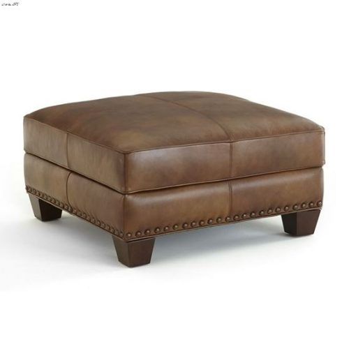 Camber Caramel Leather Ottomans (Photo 3 of 17)