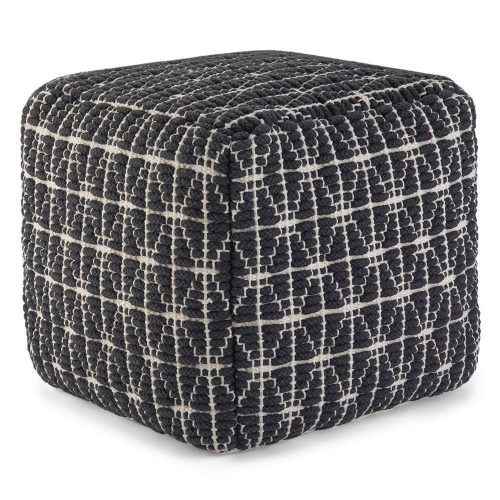 Dark Blue And Navy Cotton Pouf Ottomans (Photo 16 of 20)
