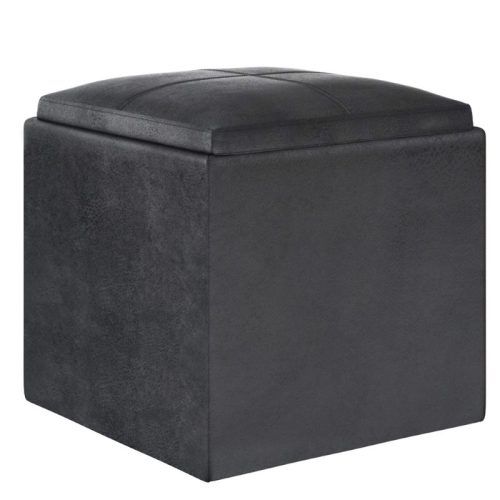 Black Faux Leather Ottomans With Pull Tab (Photo 18 of 20)