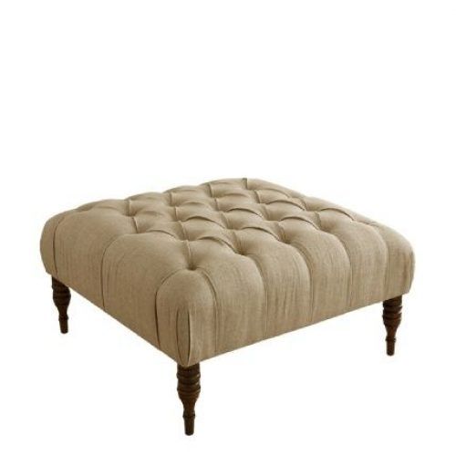 Linen Sandstone Tufted Fabric Cocktail Ottomans (Photo 14 of 20)