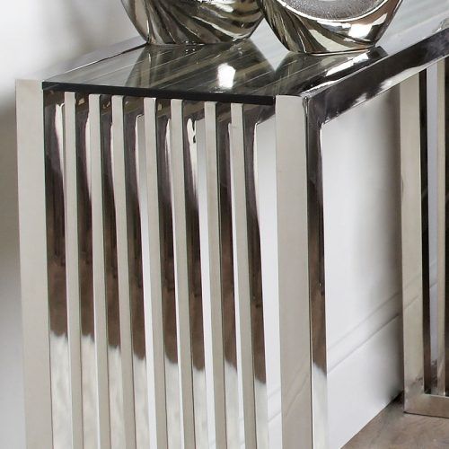 Silver Mirror And Chrome Console Tables (Photo 2 of 20)