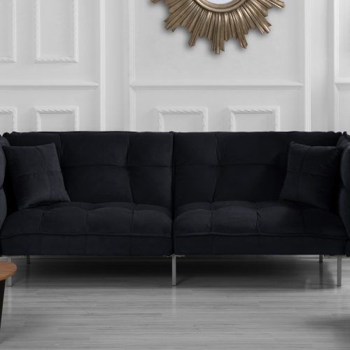 2 Seater Black Velvet Sofa Beds (Photo 11 of 20)