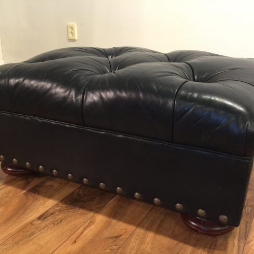 Black Leather And Bronze Steel Tufted Ottomans (Photo 7 of 20)