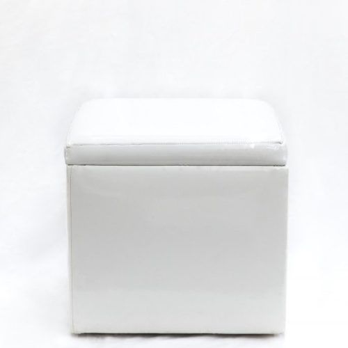 White Solid Cylinder Pouf Ottomans (Photo 16 of 18)