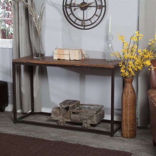 Oak Wood And Metal Legs Console Tables (Photo 12 of 20)