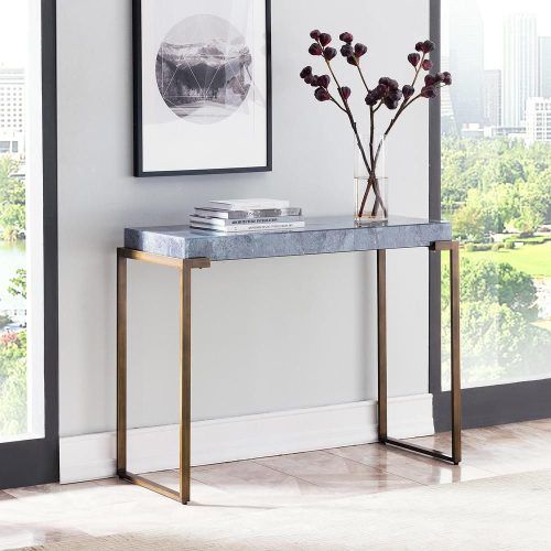 Faux White Marble And Metal Console Tables (Photo 2 of 20)