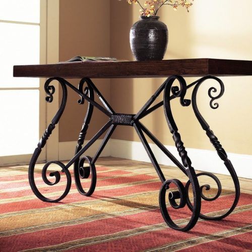 Oval Aged Black Iron Console Tables (Photo 7 of 20)
