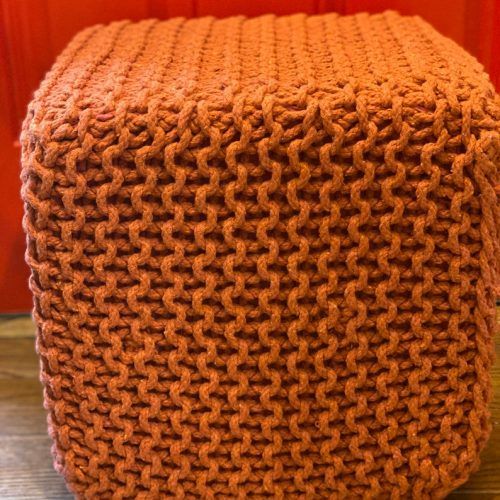 Scandinavia Knit Tan Wool Cube Pouf Ottomans (Photo 17 of 20)