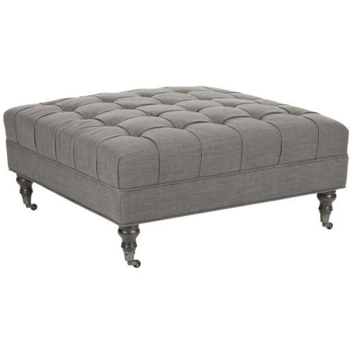 Linen Sandstone Tufted Fabric Cocktail Ottomans (Photo 1 of 20)