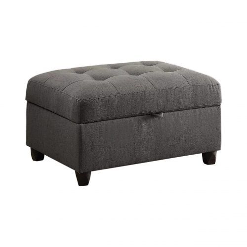 Brown And Gray Button Tufted Ottomans (Photo 3 of 20)