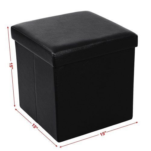 Black Faux Leather Cube Ottomans (Photo 17 of 20)