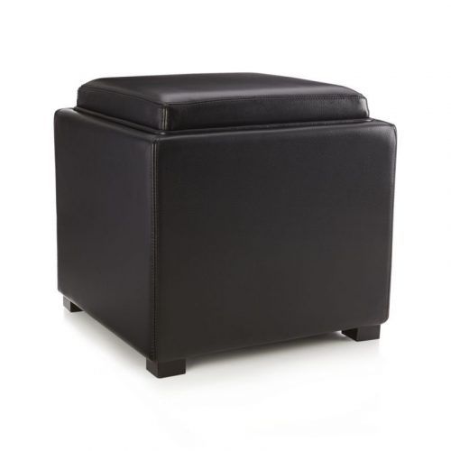 Black And Ivory Solid Cube Pouf Ottomans (Photo 2 of 20)