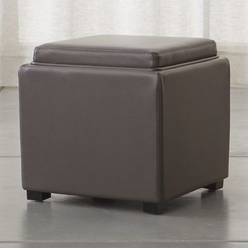 Black And Ivory Solid Cube Pouf Ottomans (Photo 1 of 20)