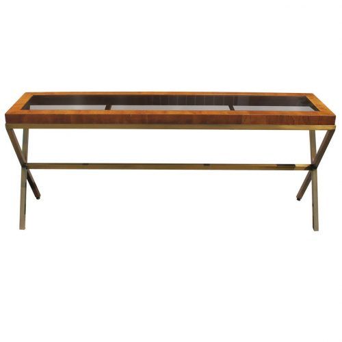 Brass Smoked Glass Console Tables (Photo 1 of 20)