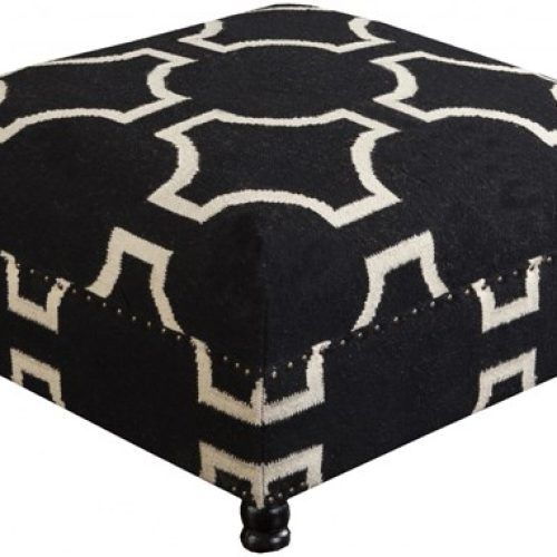 Charcoal And White Wool Pouf Ottomans (Photo 2 of 20)