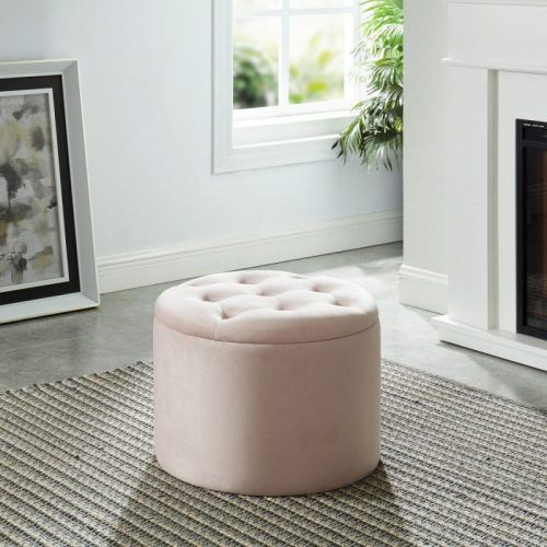 Pink Fabric Banded Ottomans (Photo 2 of 20)