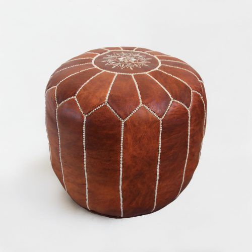 Brown Moroccan Inspired Pouf Ottomans (Photo 11 of 20)