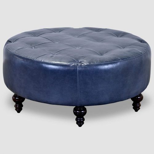 Dark Blue And Navy Cotton Pouf Ottomans (Photo 12 of 20)